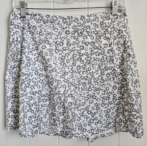 G/FORE Womens A Line Gray & White Floral Print Golf Skort